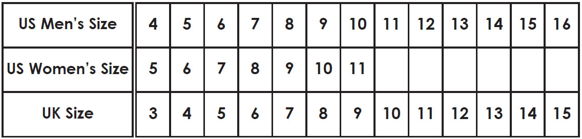 Shoe Size Chart