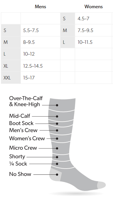 Darn Tough Size Chart And Sock Height Guide